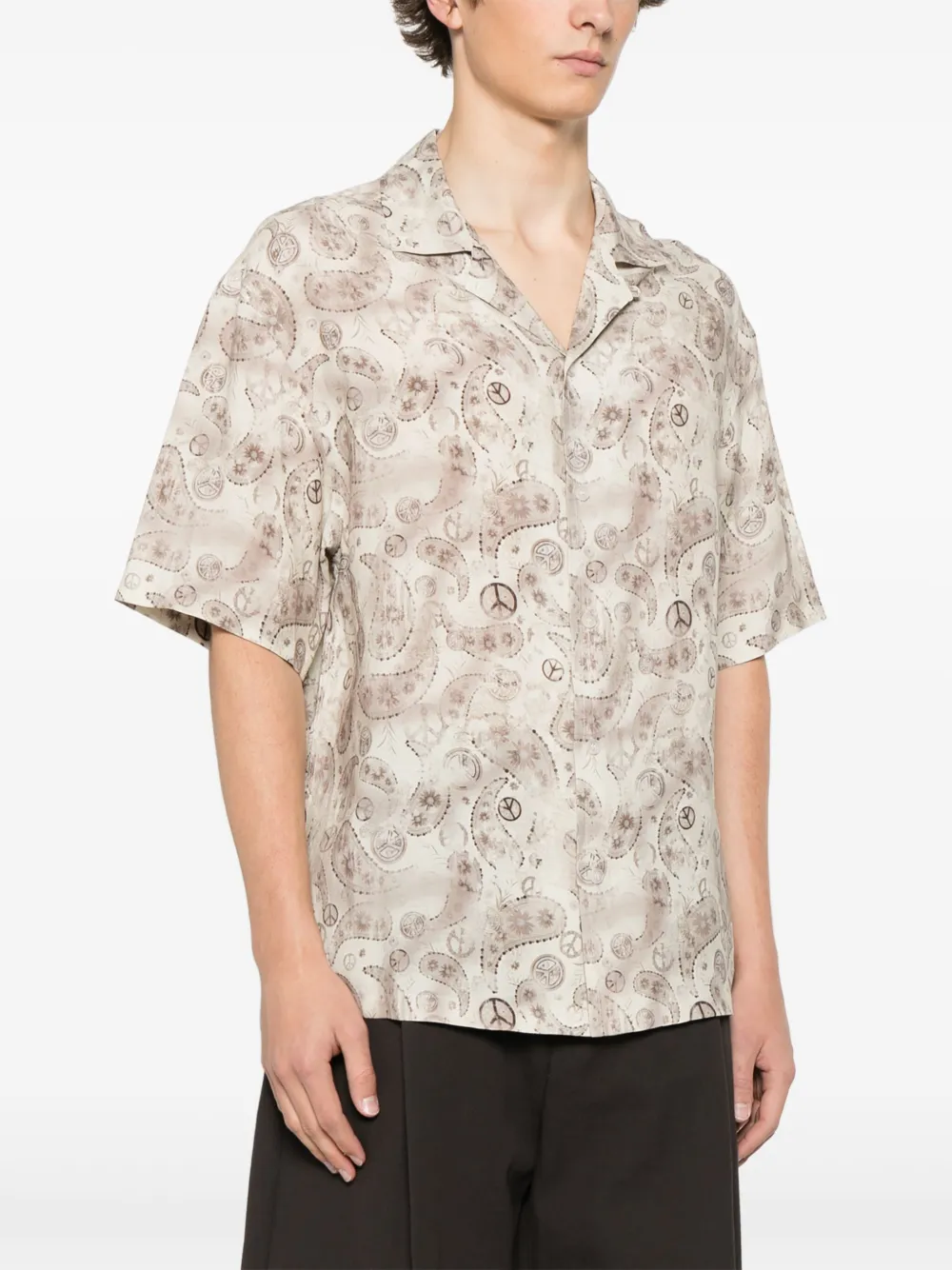 Emporio Armani Overhemd met paisley-print Beige