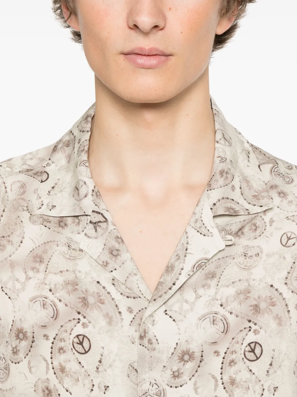 Emporio Armani Overhemd met paisley-print Beige