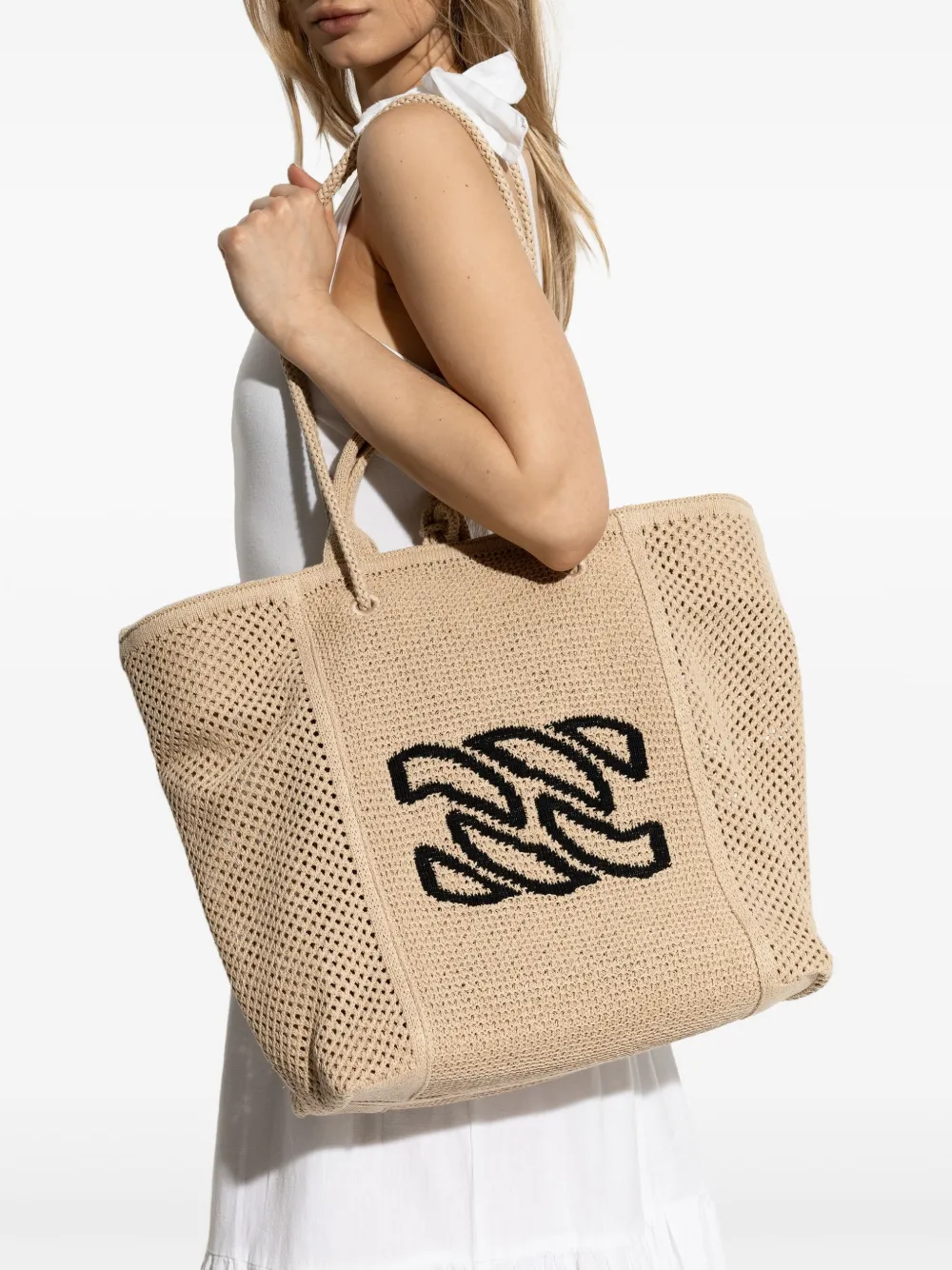 Casadei logo-embroidered tote bag - Beige