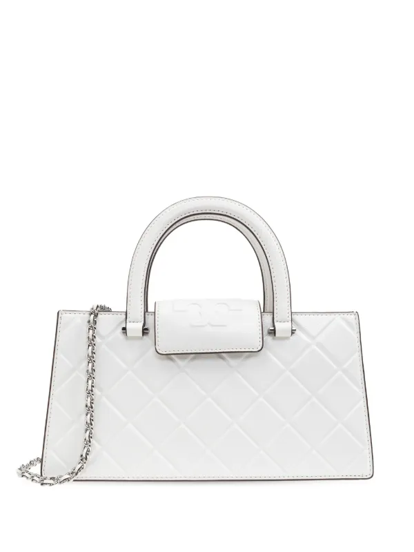 や*げ様 トリーバーチ　ホワイトレザーエンボスハンドバッグ Tory Burch ロゴエンボス バッグ | ホワイト | FARFETCH JP