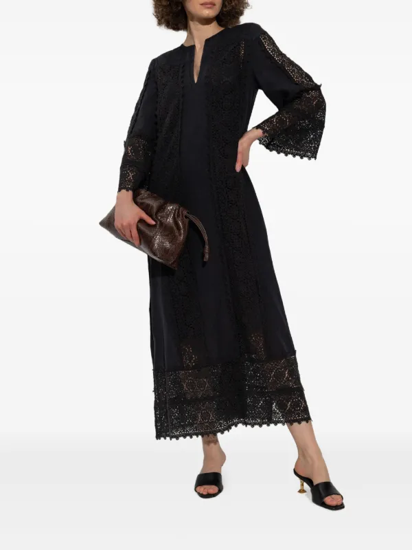 By Malene Birger lace-panel Midi Dress | Black | FARFETCH By Malene Birger lace-panel Midi Dress | Black | FARFETCH