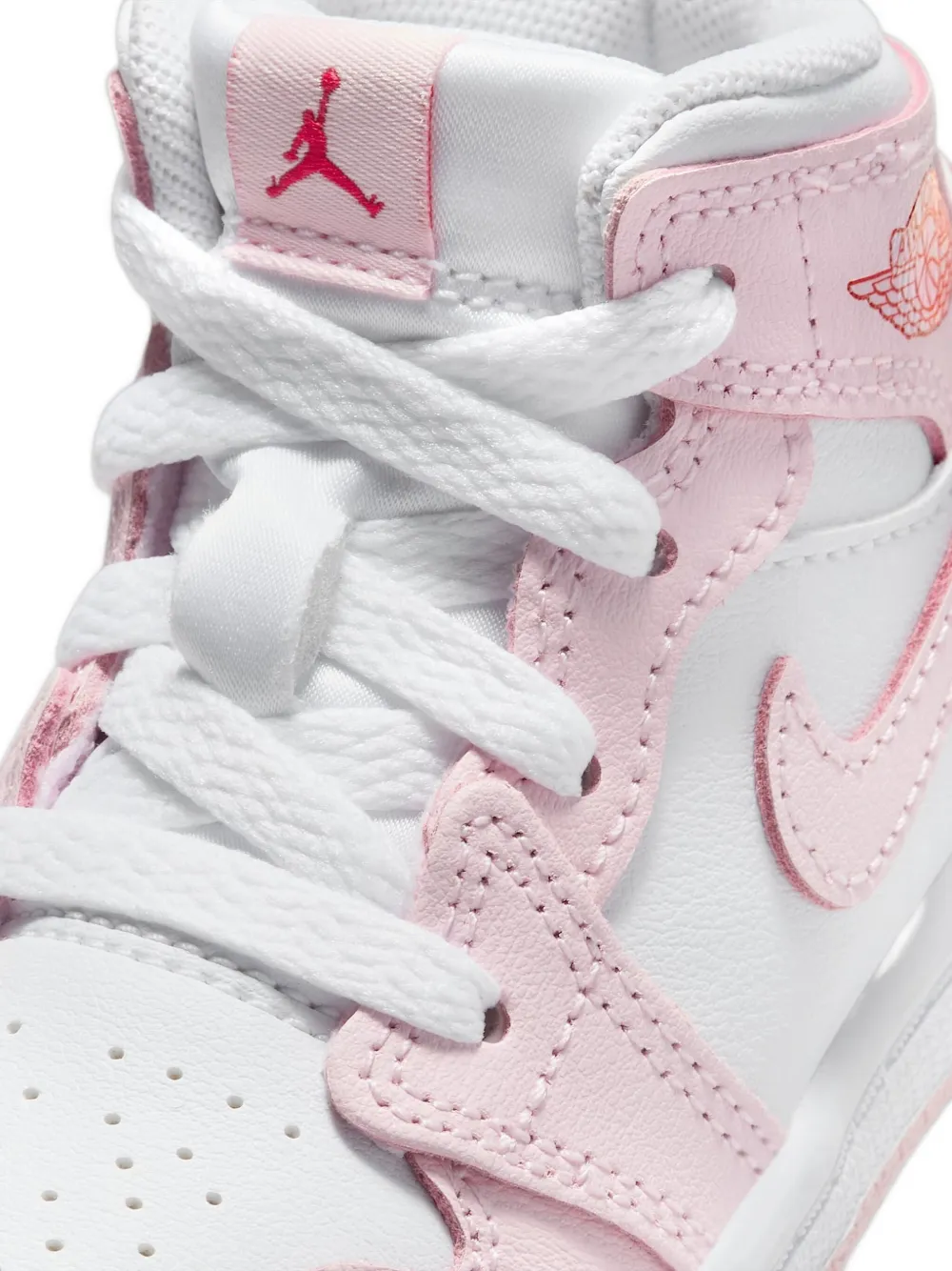 Jordan Kids Sneakers Jordan 1 Mid "Pink Foa/Fire Red" | Image 6