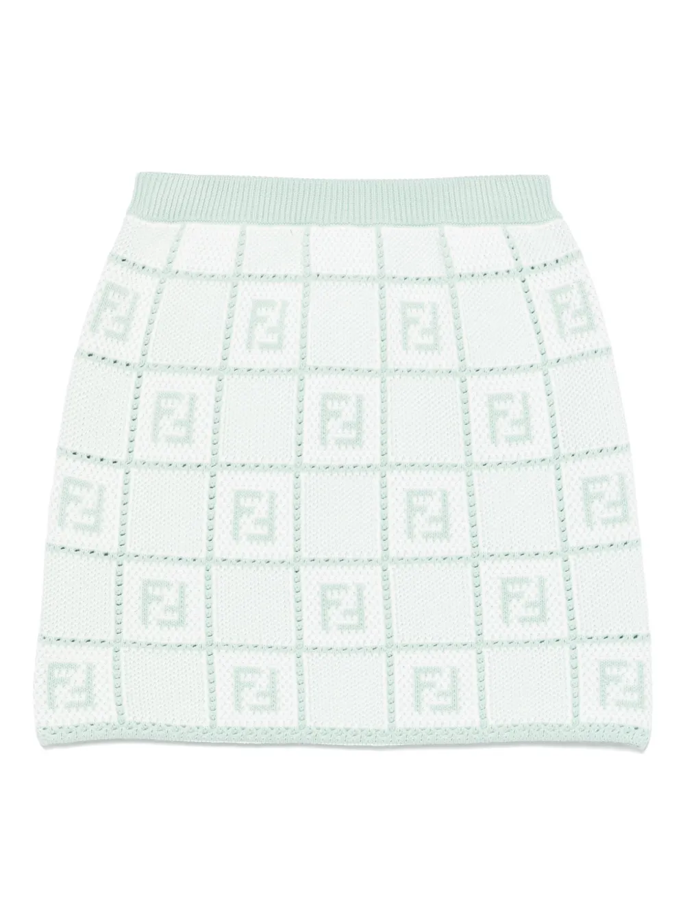 Fendi Kids Gehaakte jersey rok Groen