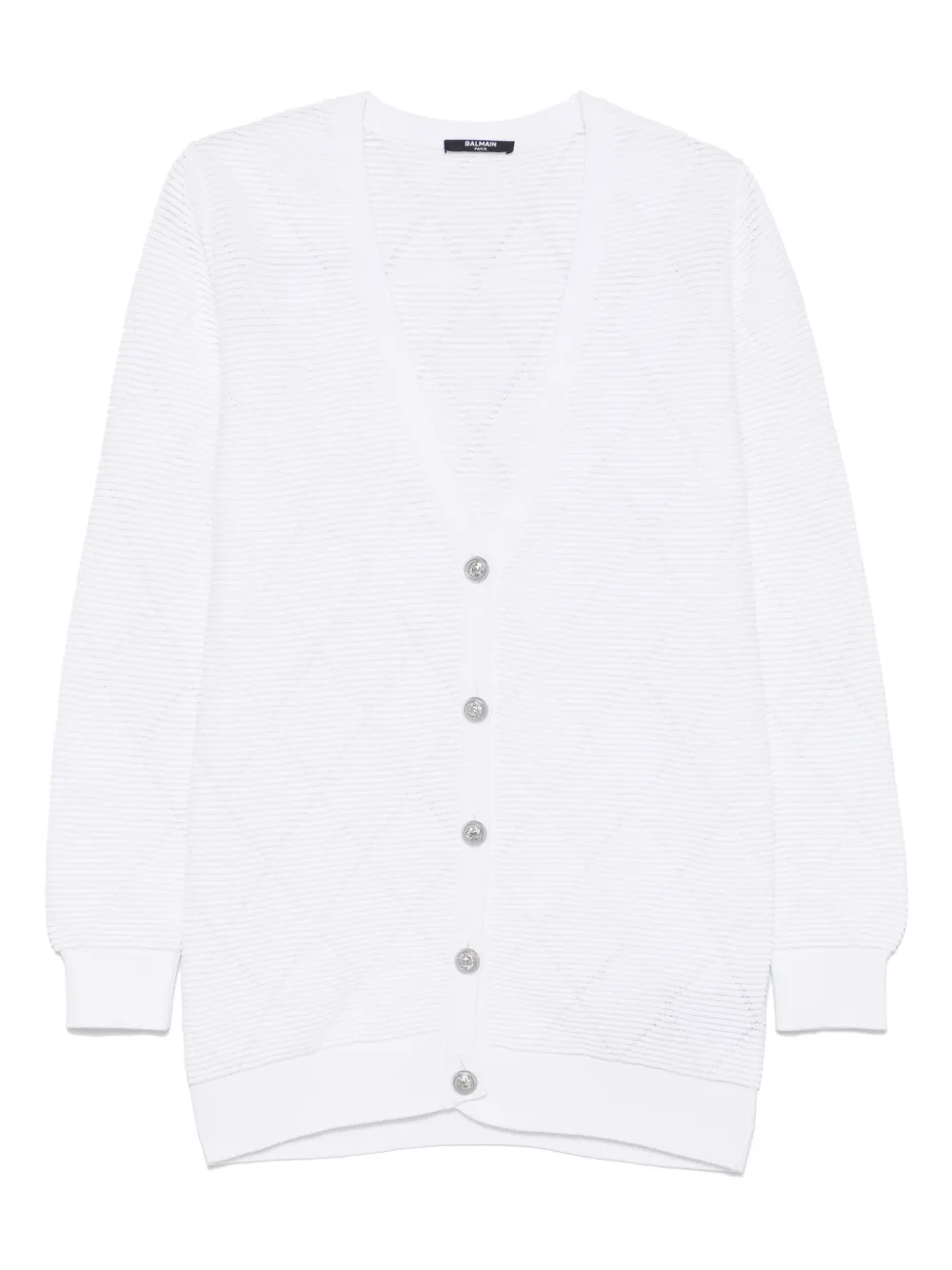 Balmain Kids Cardigan mit Rautenmuster - Weiß