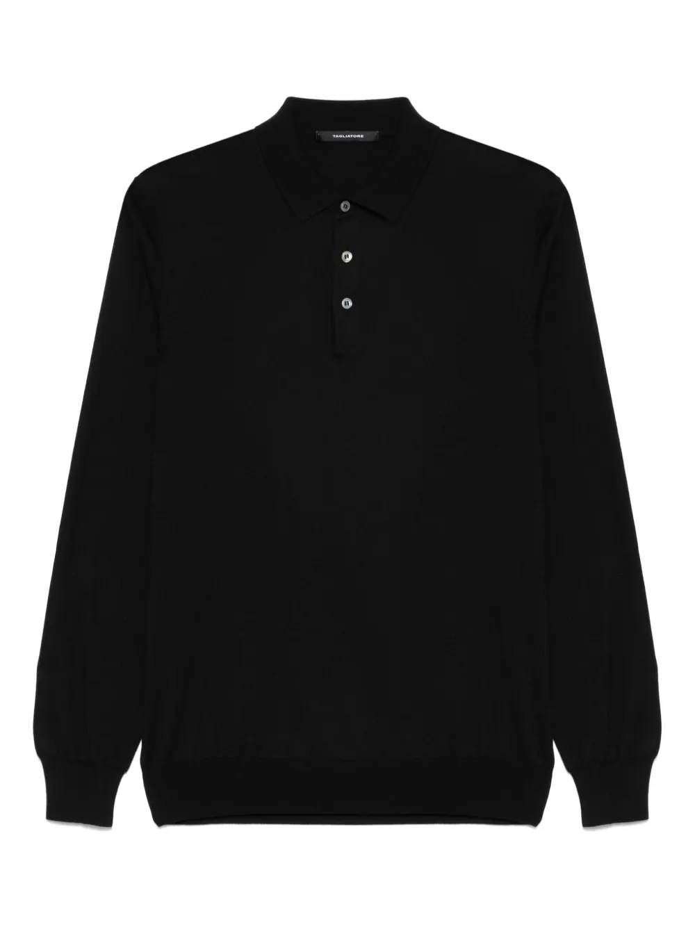 Shop Tagliatore Fine-knit Polo Shirt In Black