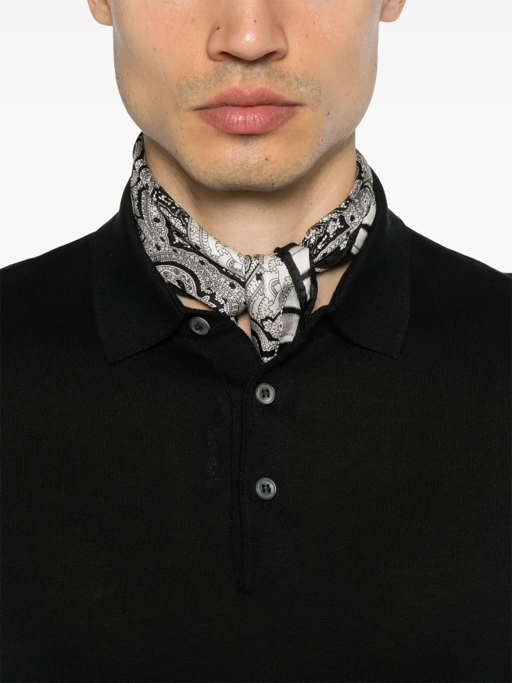 Shop Tagliatore Fine-knit Polo Shirt In Black