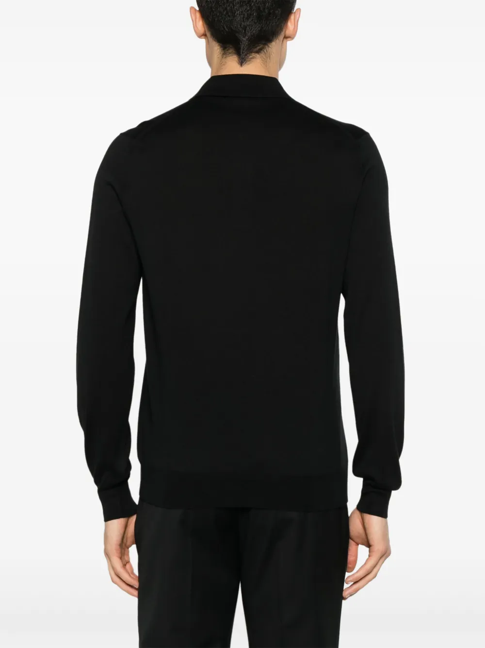 Shop Tagliatore Fine-knit Polo Shirt In Black
