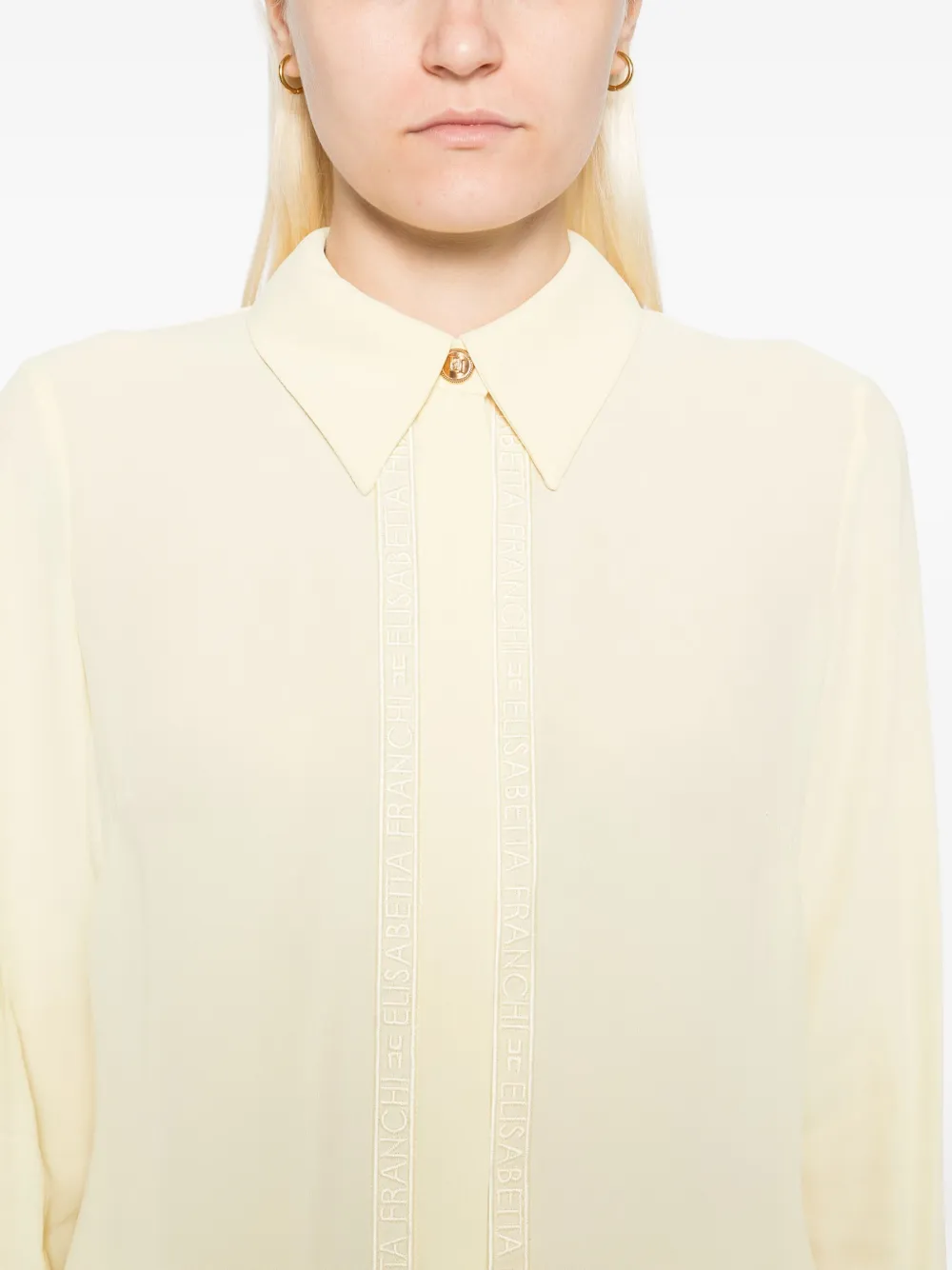 Elisabetta Franchi letter-embroidered shirt Geel