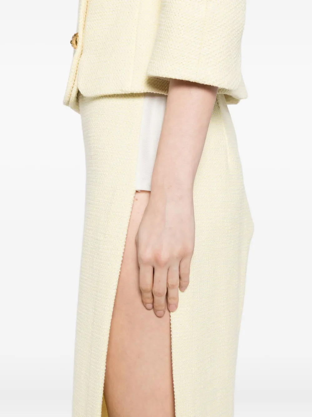Elisabetta Franchi Tweed rok verfraaid met diamant Geel