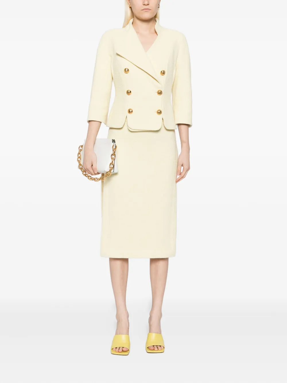 Elisabetta Franchi Tweed rok verfraaid met diamant - Geel