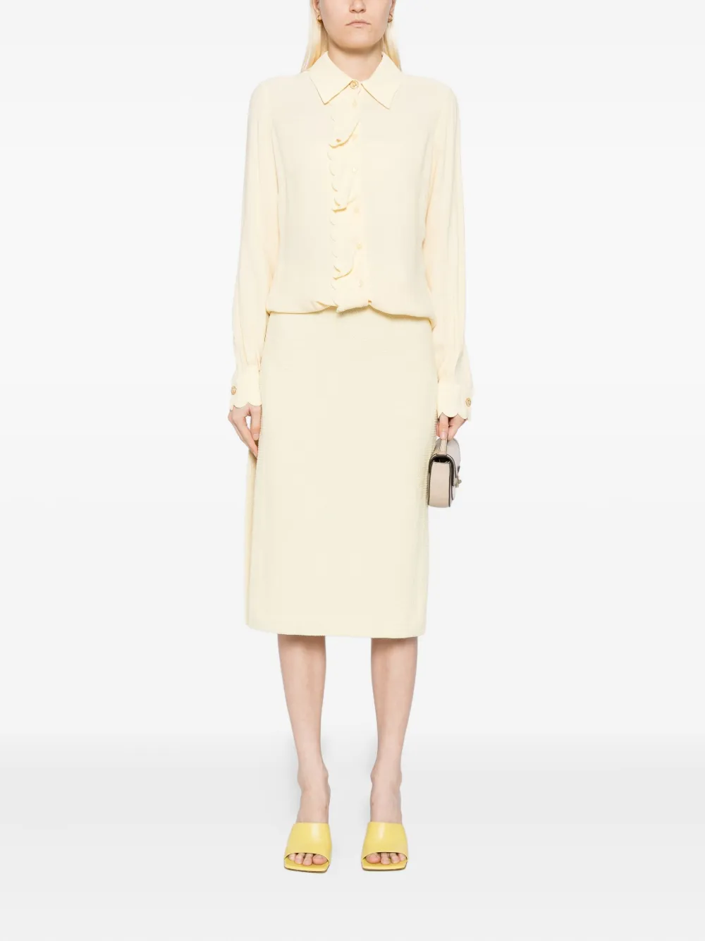 Elisabetta Franchi Blouse met geborduurde gewelfde afwerking - Geel