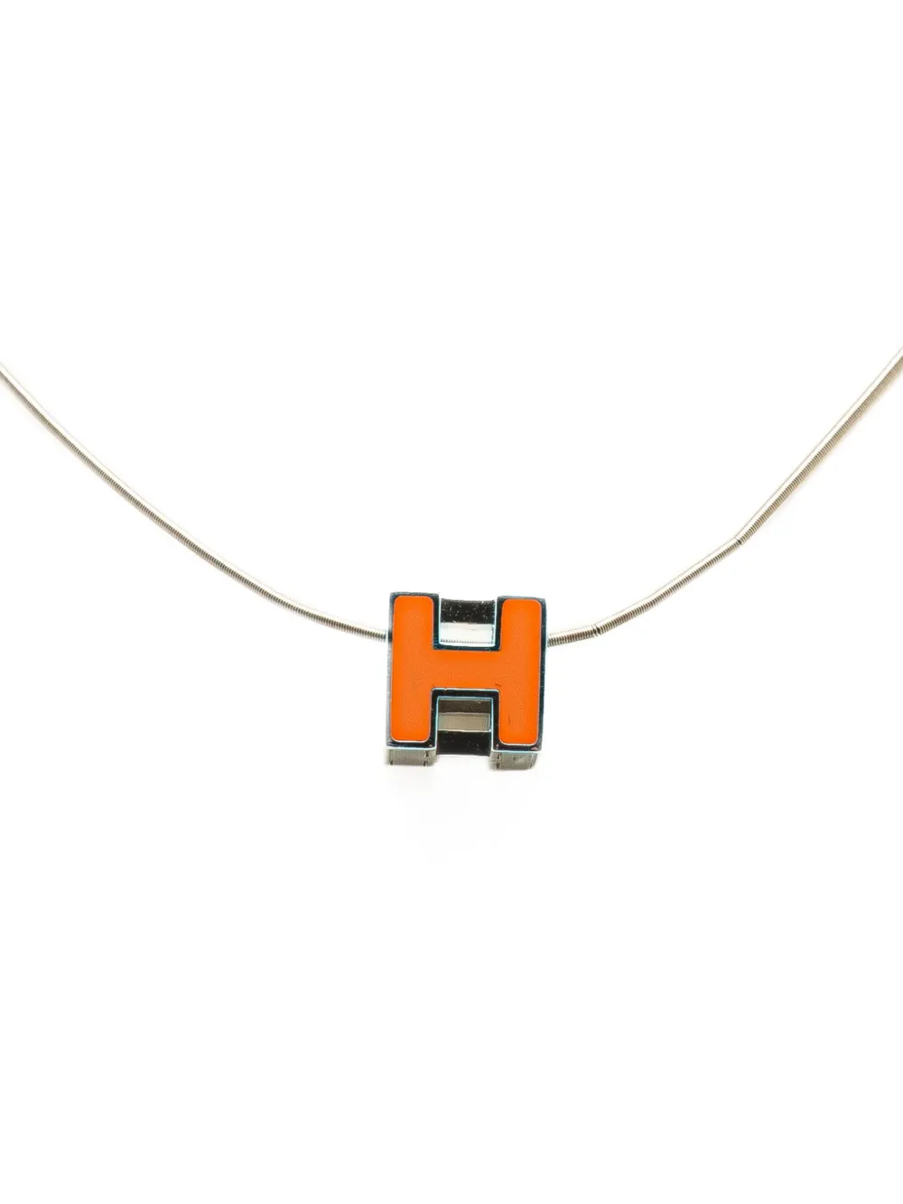 Hermès Pre-Owned 20th Century Palladium Plated Cage dH Cube Necklace costume necklace | Silver | Image 1