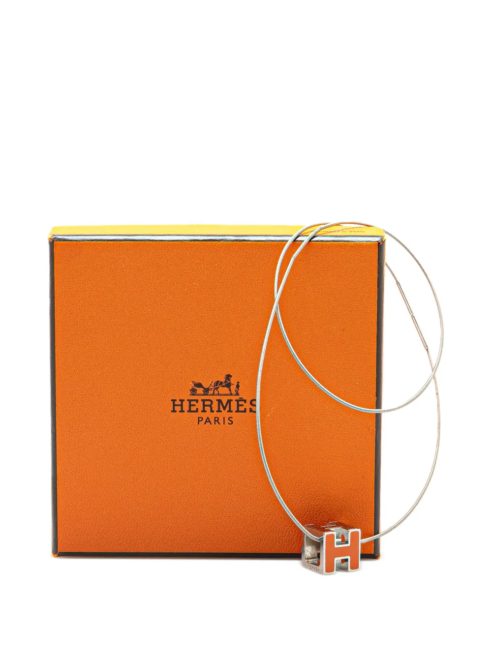 Pre-owned Hermes 20th Century Palladium Plated Cage Dh Cube Necklace Costume Necklace In 银色