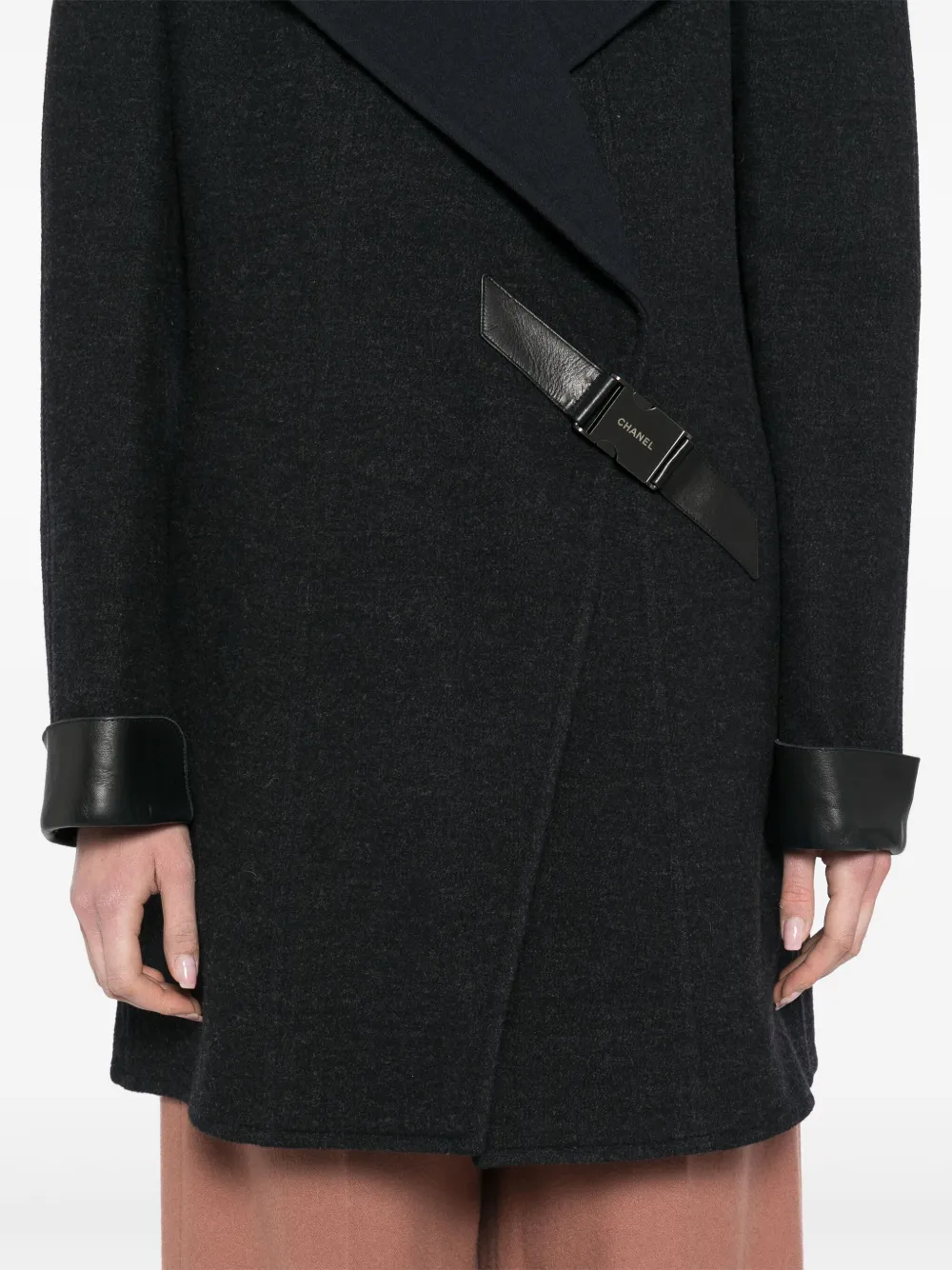 Pre-owned Chanel 2000 Buckle Coat In Grey