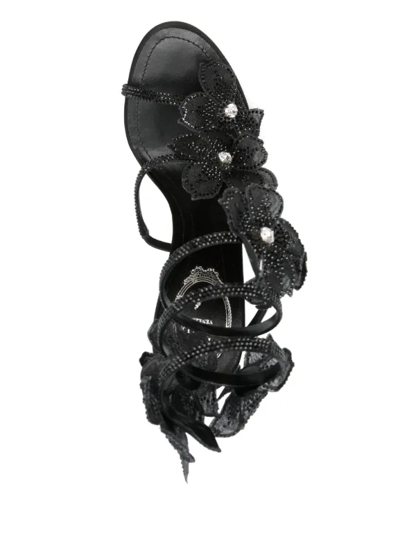 René Caovilla Sandália Floriane Com Salto 105mm | Preto | FARFETCH BR