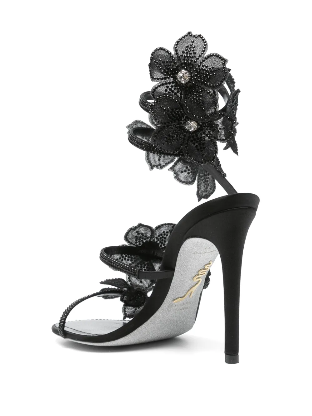 René Caovilla 105mm Floriane Sandals In Black