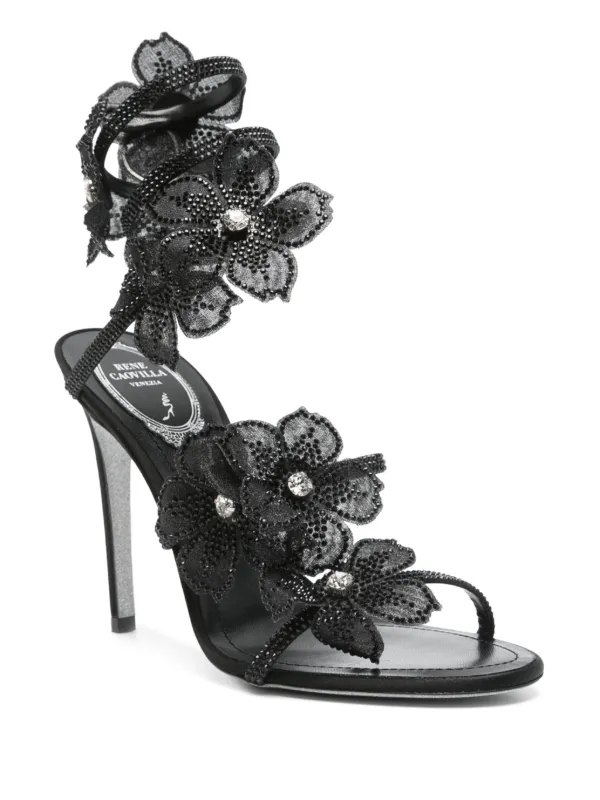René Caovilla Sandália Floriane Com Salto 105mm | Preto | FARFETCH BR