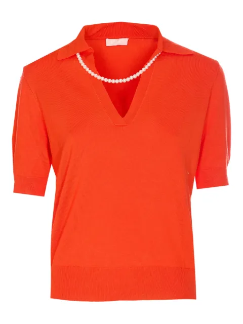 LIU JO playera tipo polo con detalle de perlas