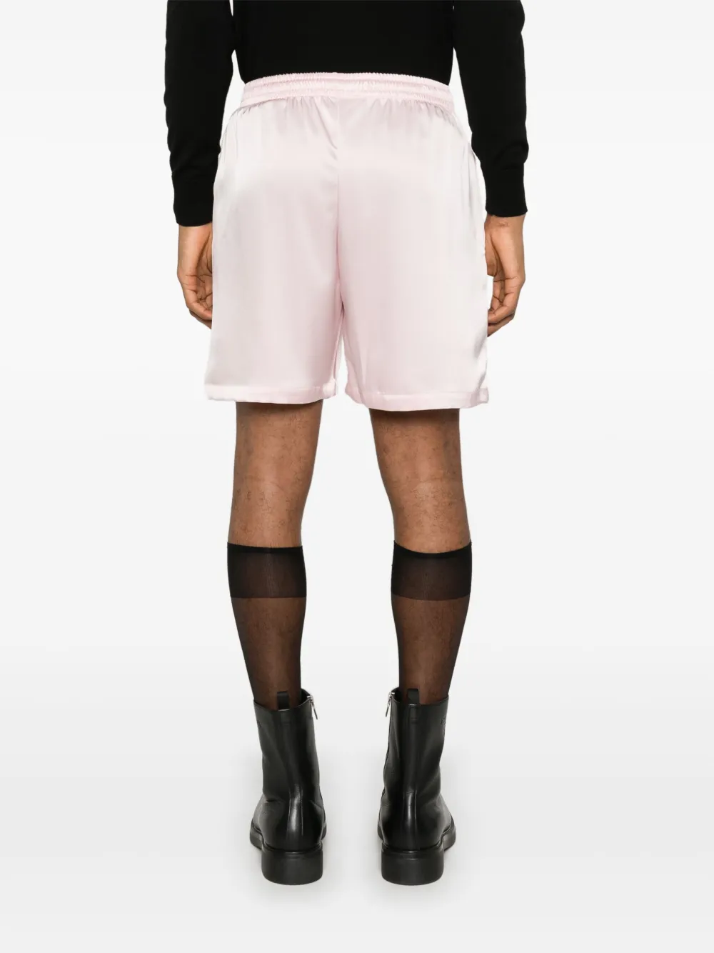 Shop Ernest W Baker Satin Bermuda Shorts In Pink