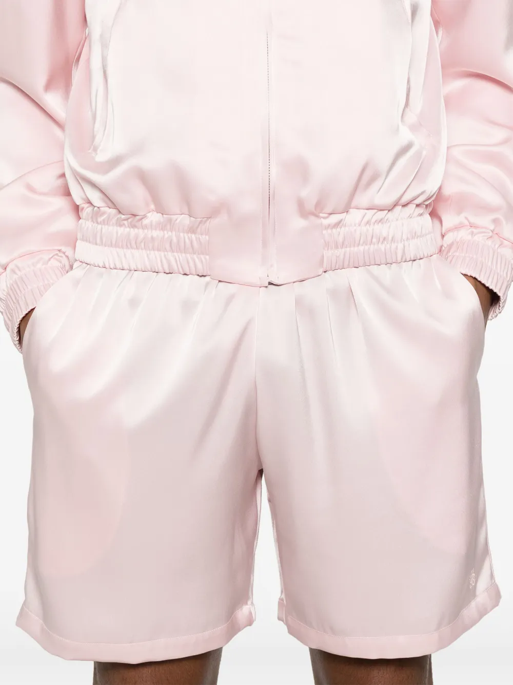 Shop Ernest W Baker Satin Bermuda Shorts In Pink