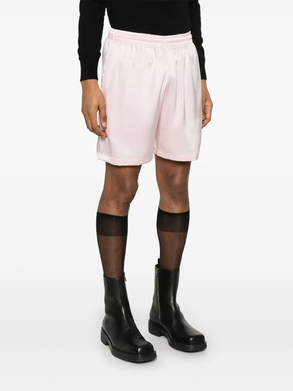 Shop Ernest W Baker Satin Bermuda Shorts In Pink