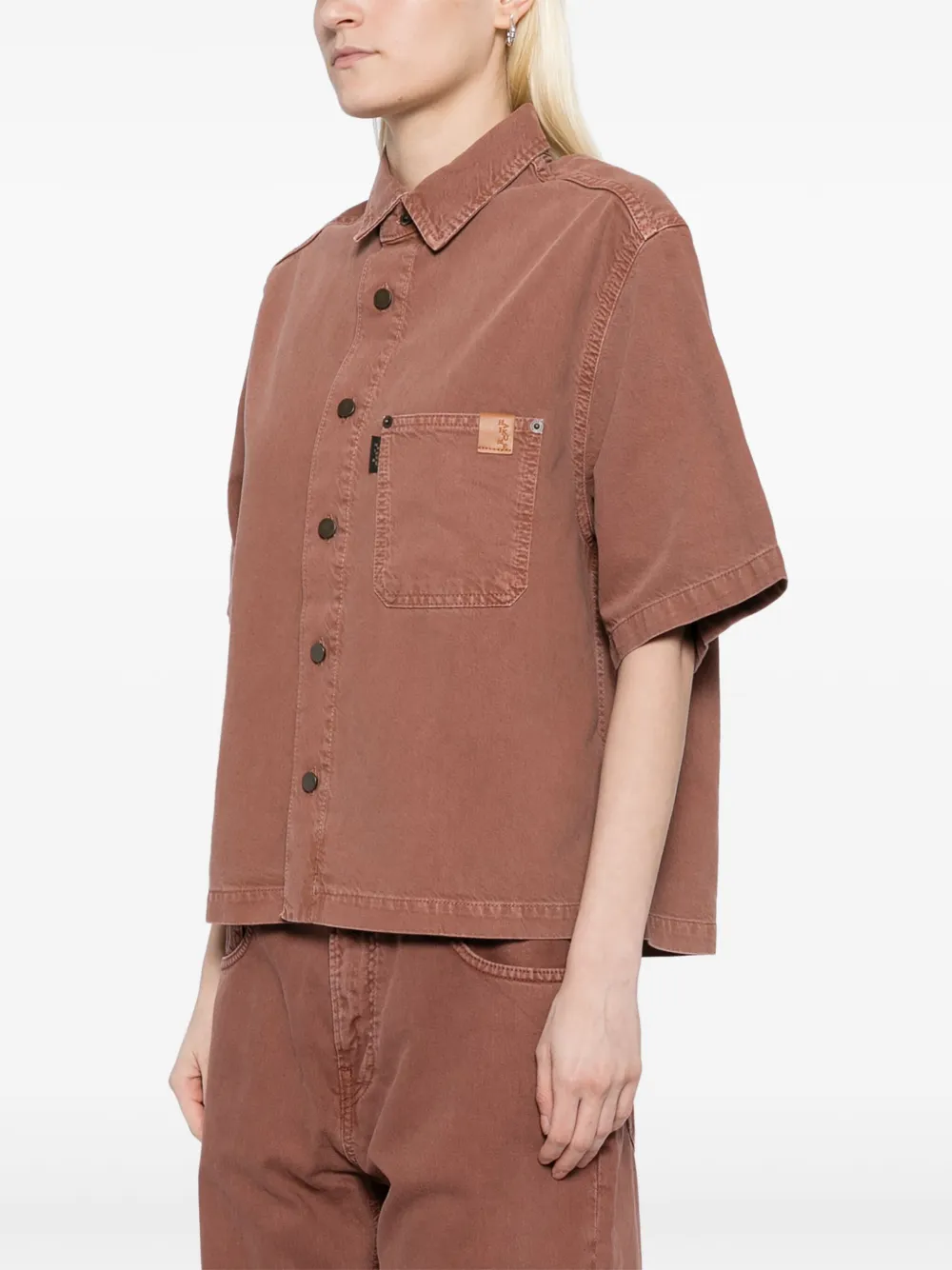 Haikure Shirt met logopatch Beige