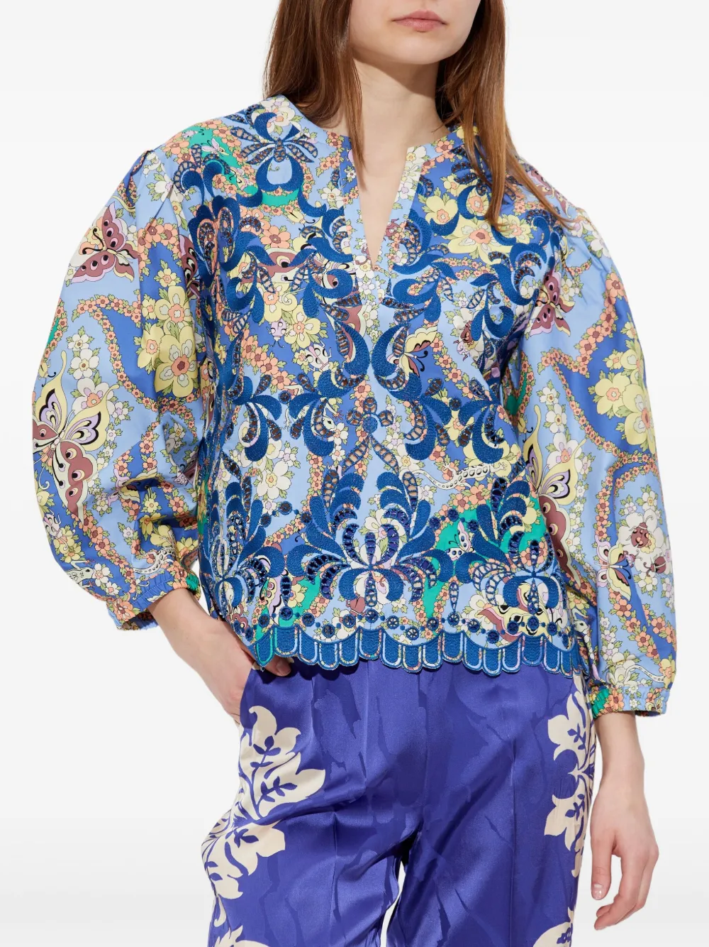 ETRO Shirt met paisley-print Blauw