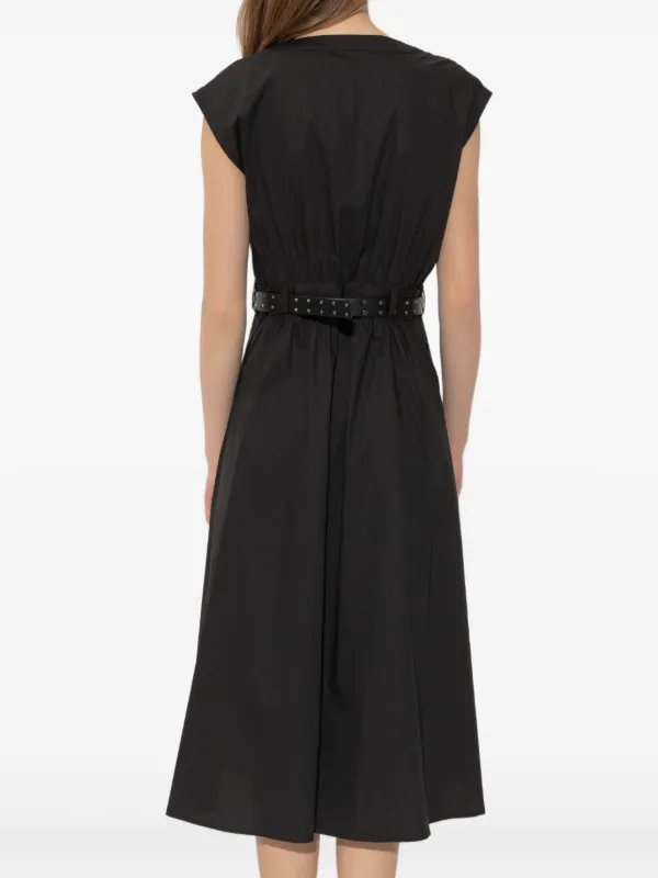 Michael Michael Kors Belted Poplin Midi Dress | Black | FARFETCH