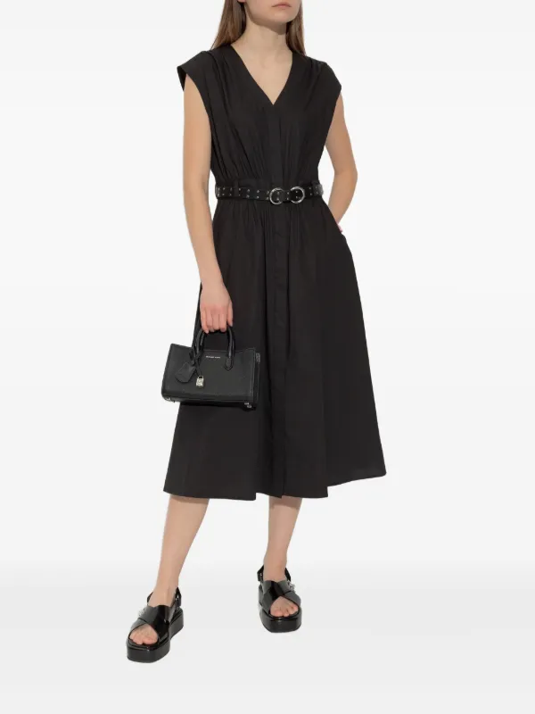 knee length dresses for ladies Michael Michael Kors V-Neck Stretch Belted Midi Dress