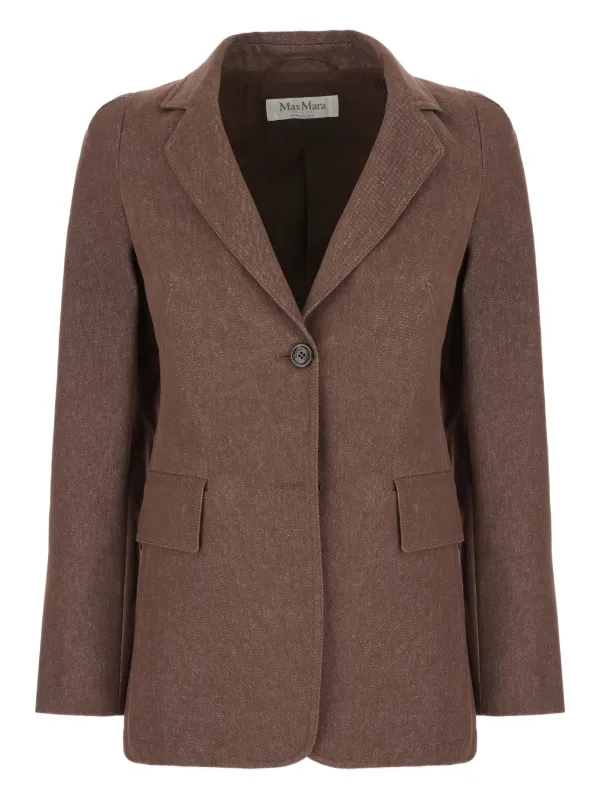 *MAXMARA* コットンブレンドブレザージャケット Uberta ブラウン Uberta cotton-blend jacquard jersey blazer in brown - Max