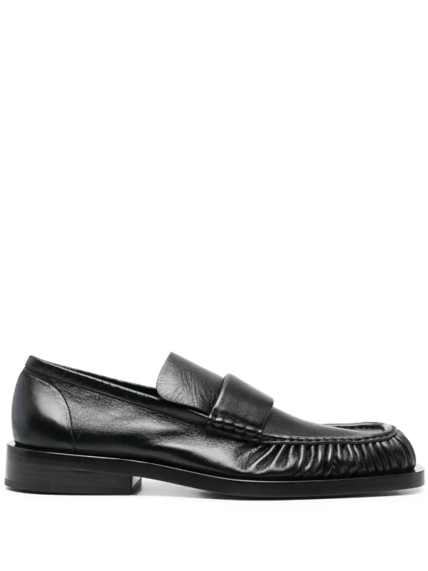 Jil sander レザーローファー メタリックブロックローヒール