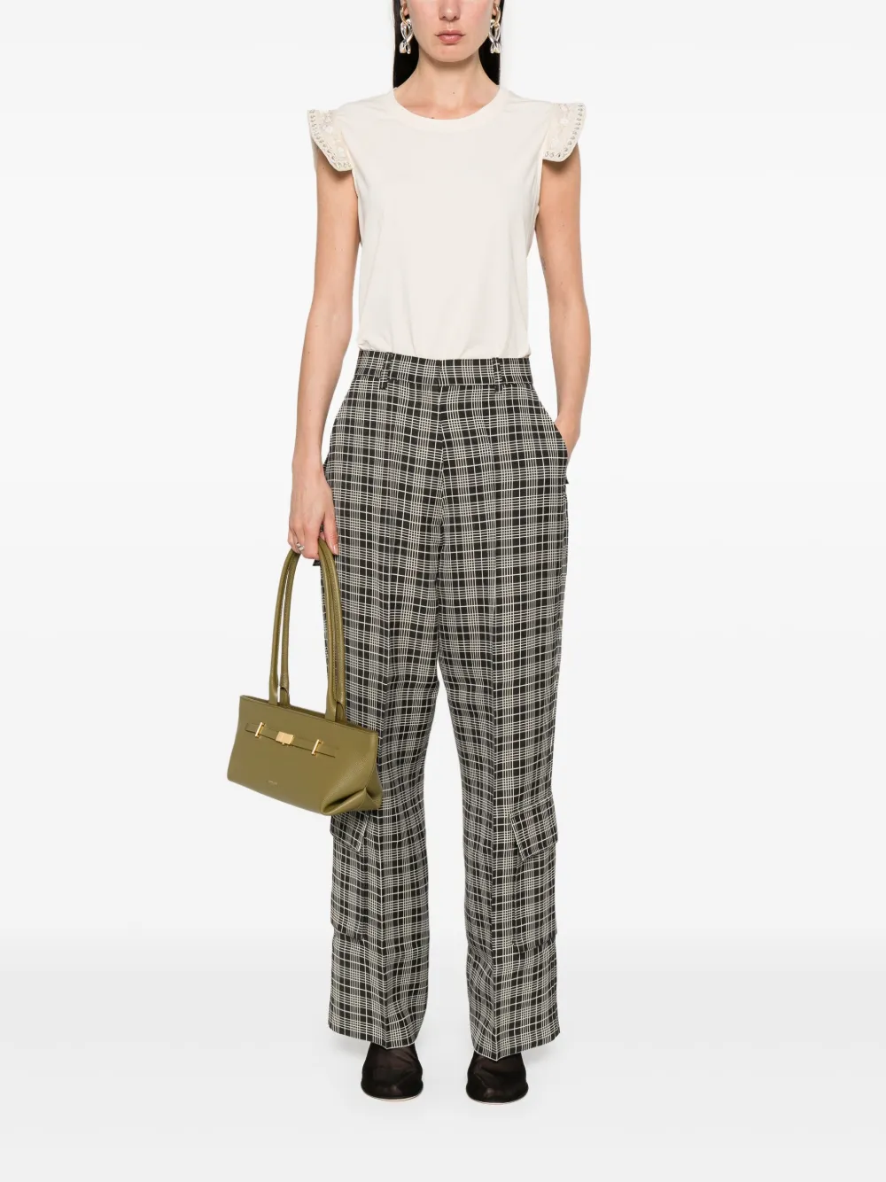 Shop Twinset Bead-detailing T-shirt In Neutrals