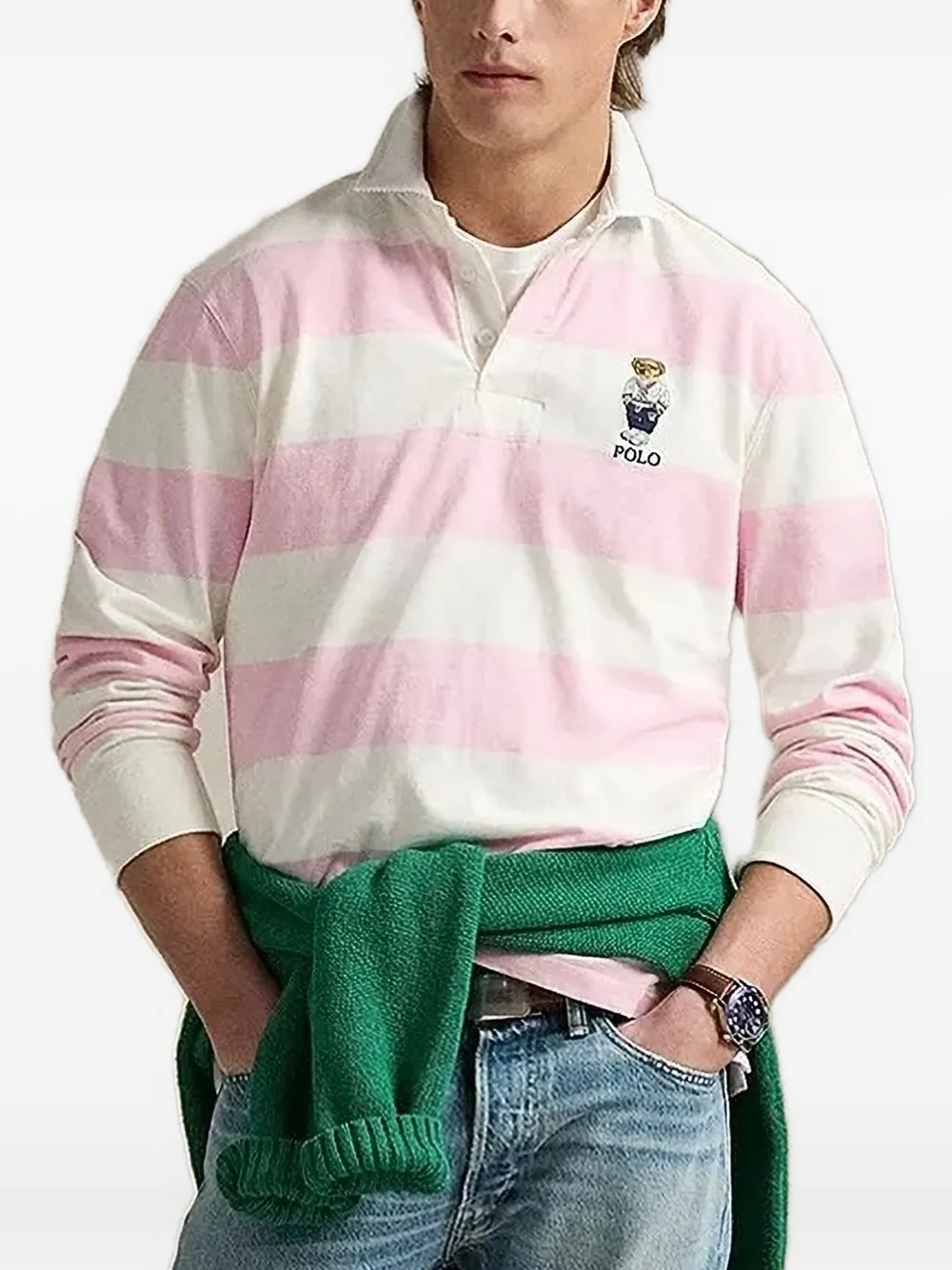Polo Ralph Lauren striped logo-embroidery polo shirt | White | Image 1