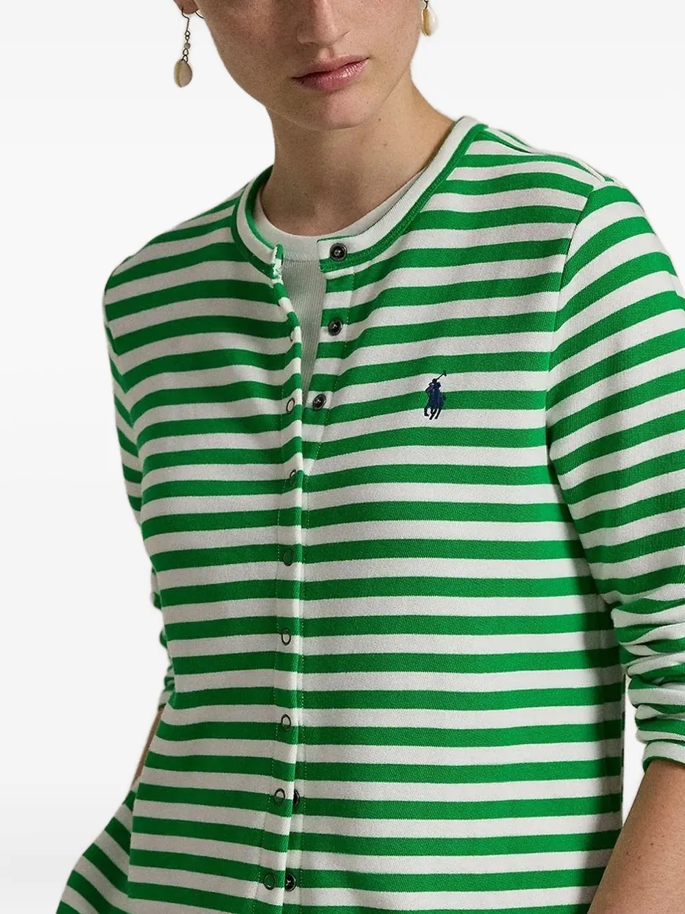 Polo Ralph Lauren Striped Button-down Cardigan In Green