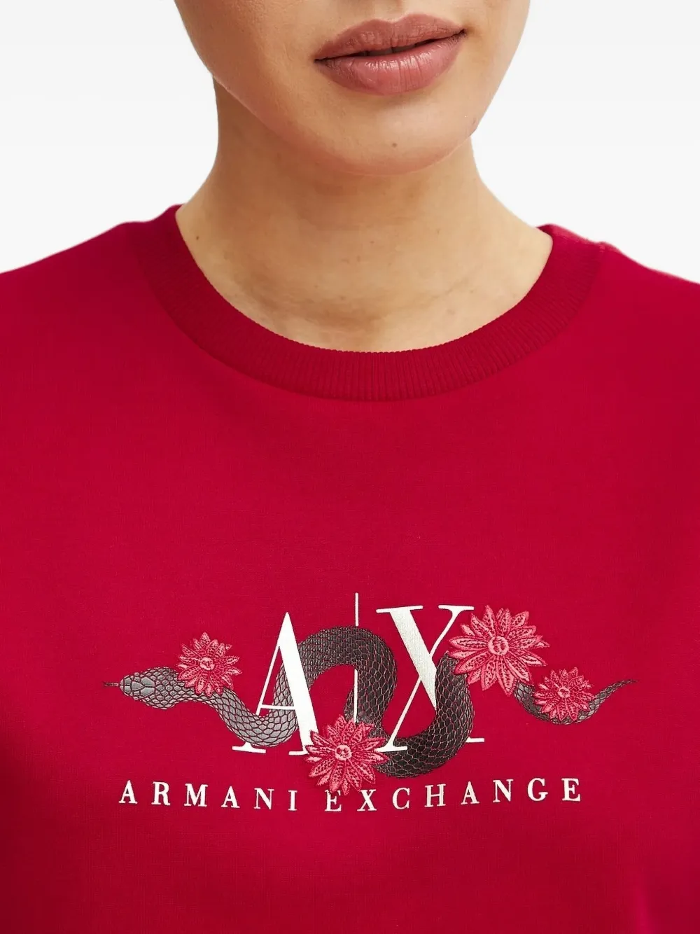 Armani Exchange Snake-embellished Logo Sweatshirt In Red