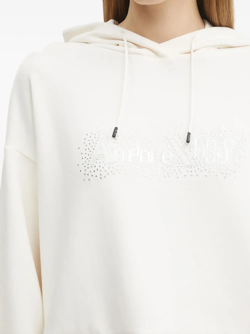 Armani Exchange Hoodie verfraaid met kristallen en lange mouwen Wit