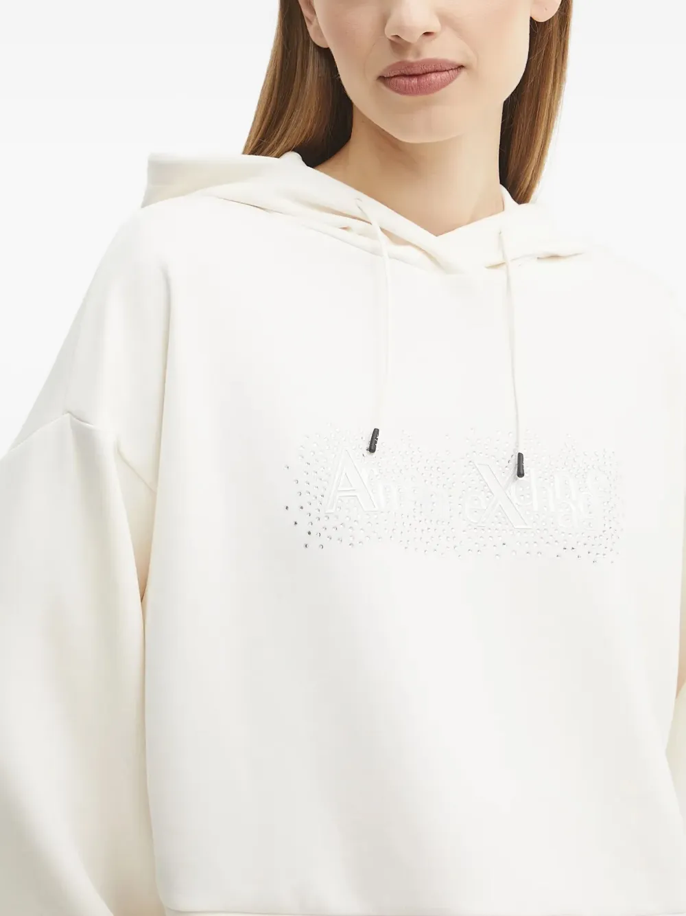 Armani Exchange Hoodie verfraaid met kristallen en lange mouwen Wit