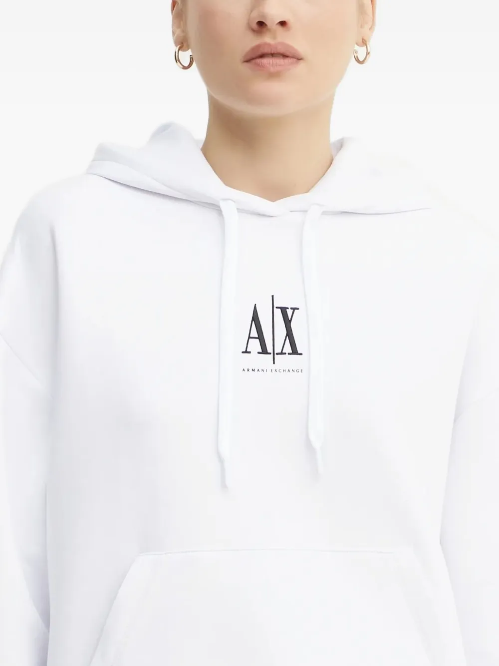 Armani Exchange Hoodie met geborduurd logo Wit