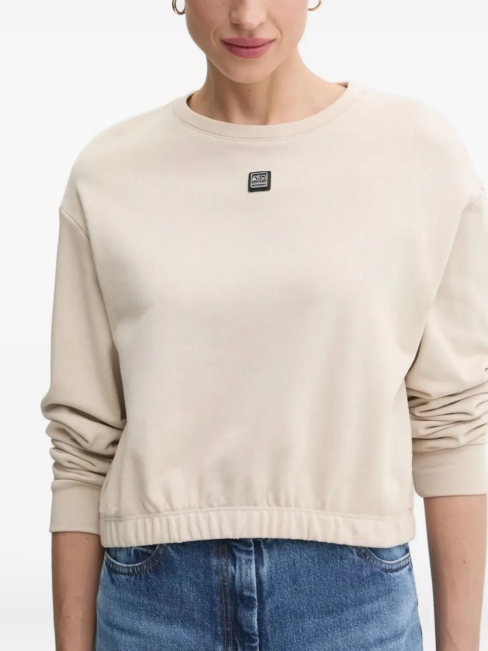 Armani Exchange logo-plaque sweatshirt Beige