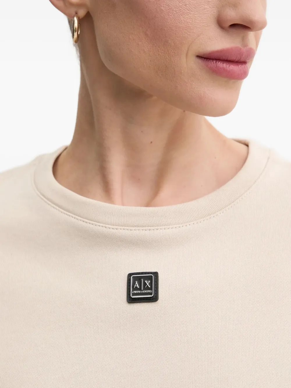 Armani Exchange logo-plaque sweatshirt Beige