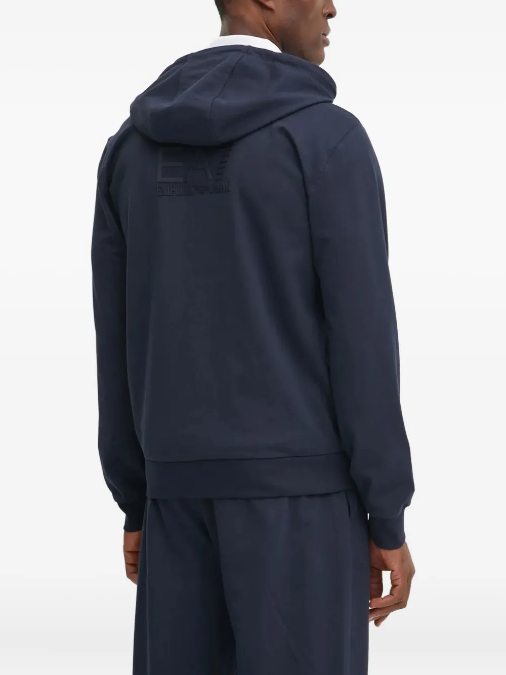 Ea7 Emporio Armani logo-detail zip-up hoodie Blauw
