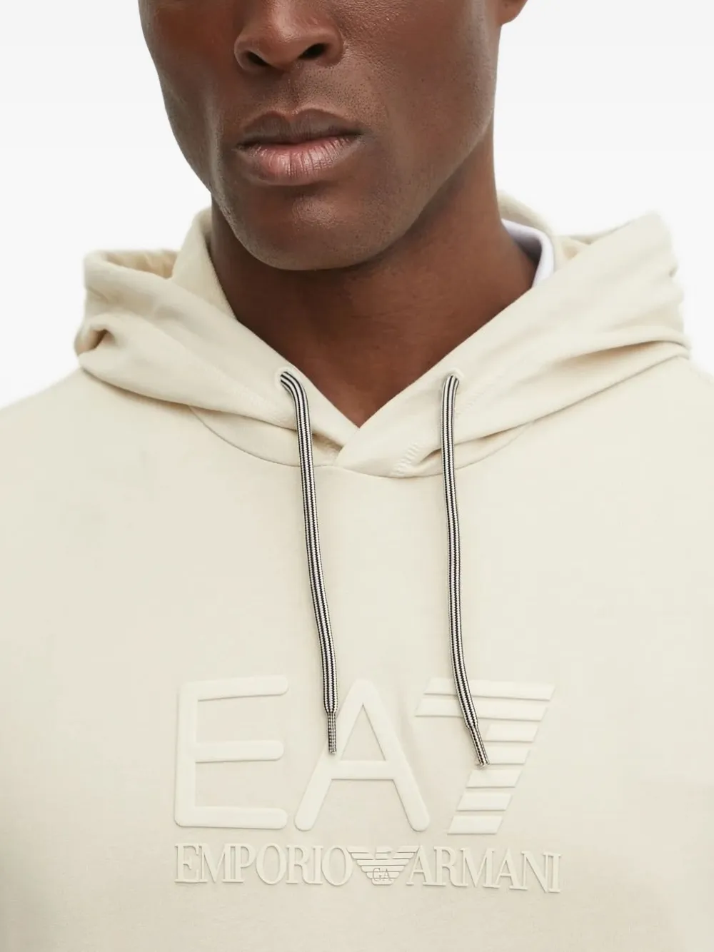 Ea7 Emporio Armani EA7 hoodie met logo-reliëf Beige