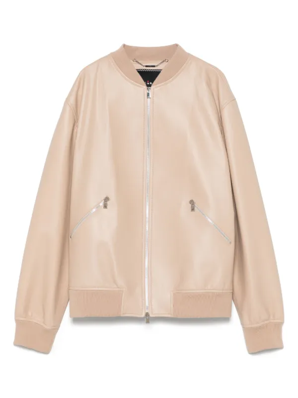 Kiton レザー ボンバージャケット | ニュートラル | FARFETCH JP