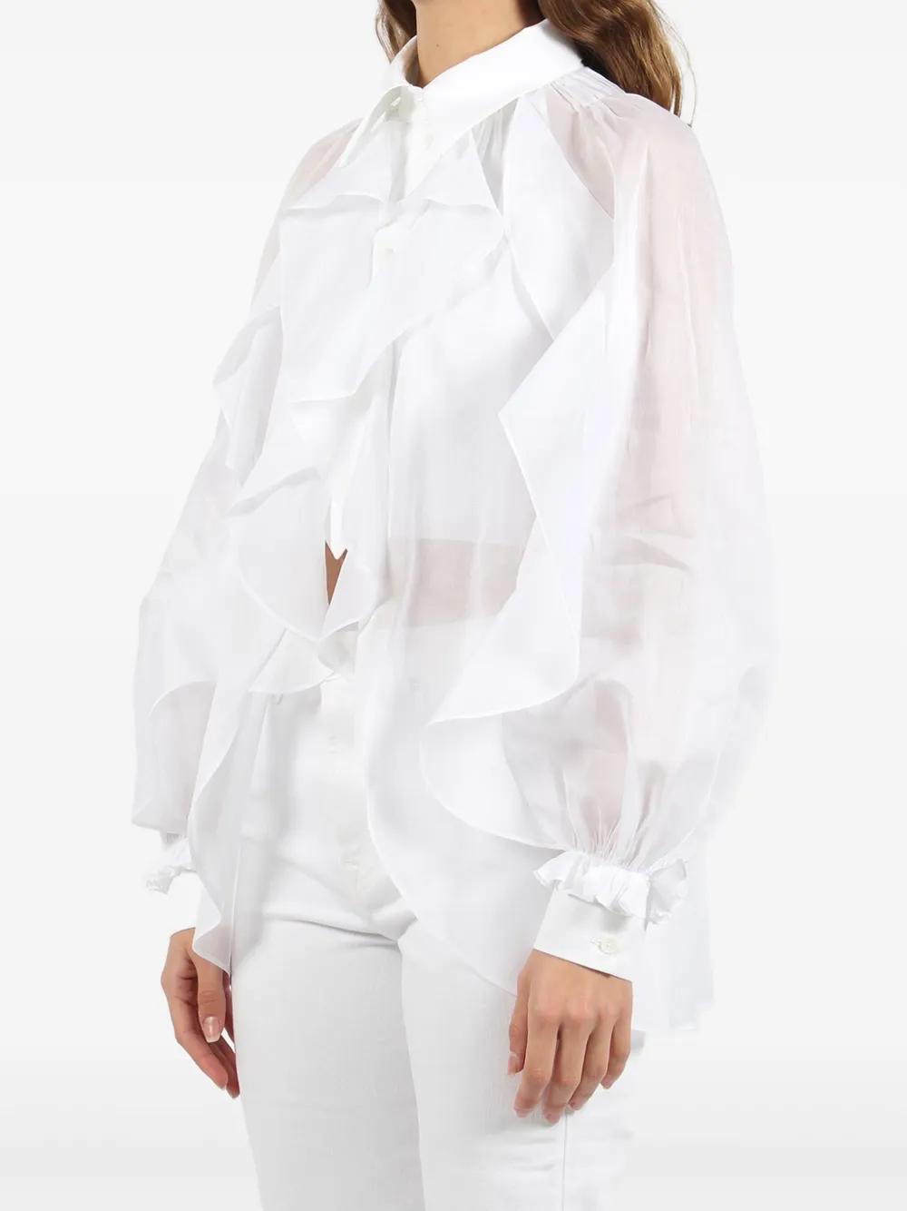 Alberta Ferretti Blouse met ruchemouwen Wit