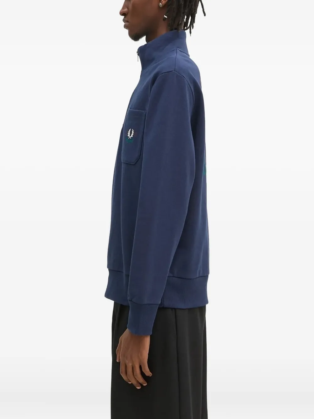 Fred Perry half-zip embroidered-logo pocket sweatshirt Blauw