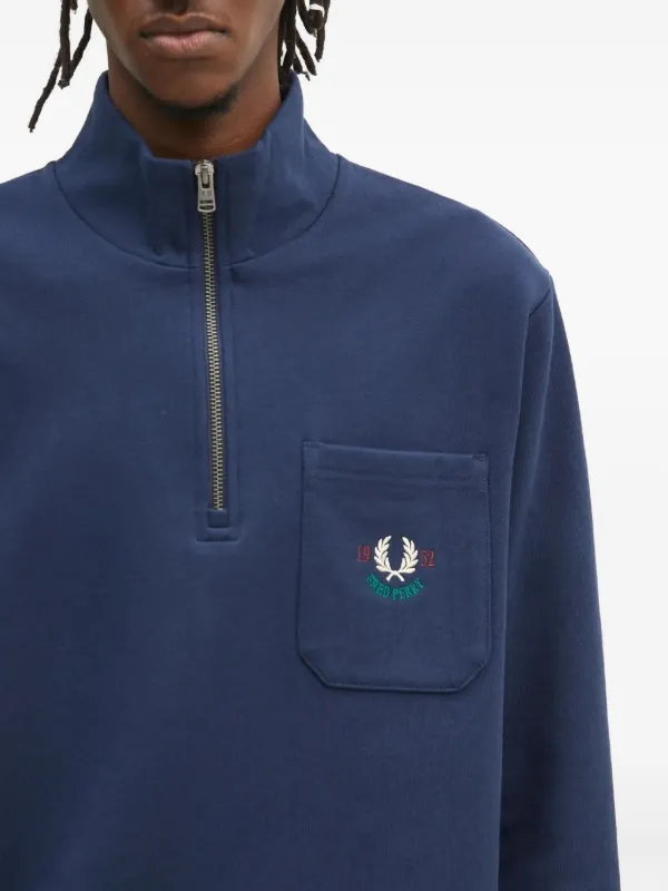 Fred Perry half-zip embroidered-logo Pocket Sweatshirt Blue