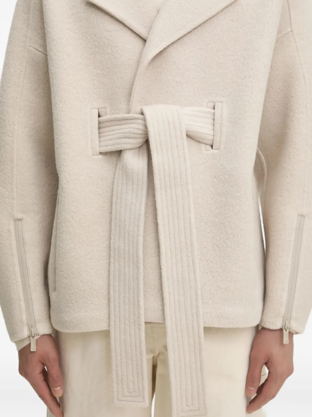 A.A. Spectrum Wollen jas met ceintuur Beige