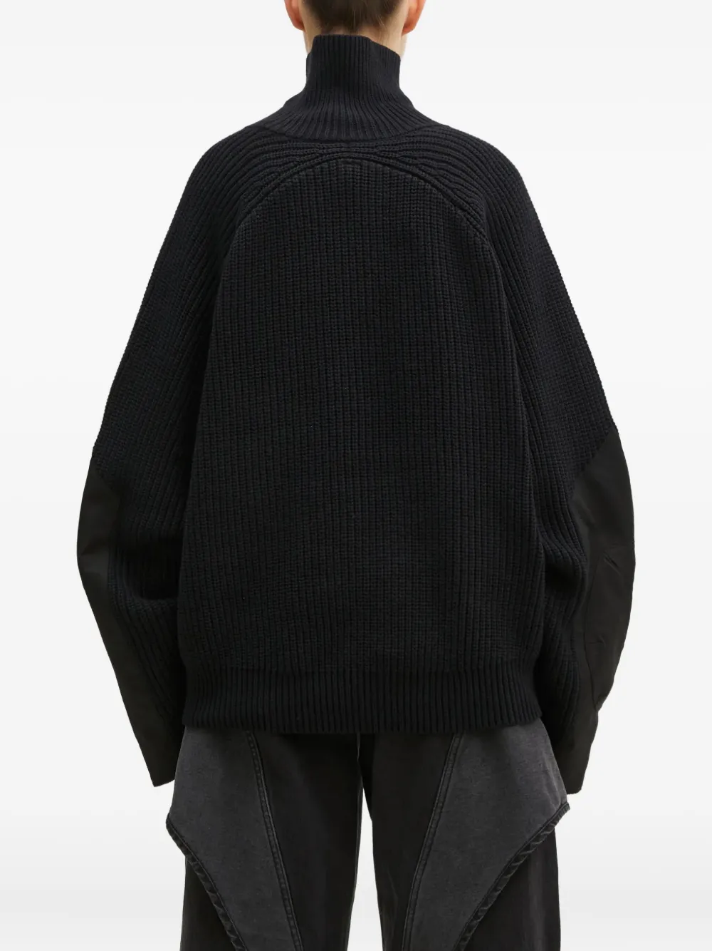 A.A. Spectrum Saxon geribbeld vest met rits en vlakken Zwart