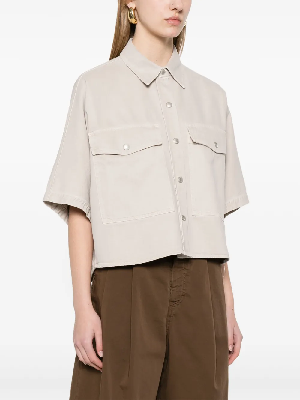 AGOLDE Blouse met korte mouwen Beige