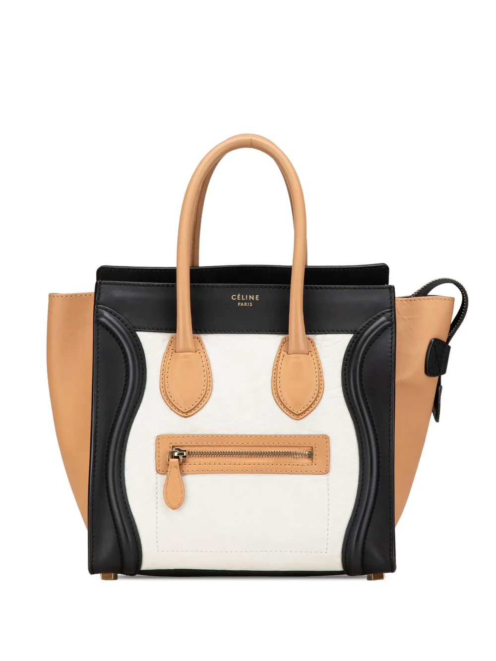 Céline Pre-Owned 2011 マイクロ トリコロール レザー ラゲージ トート ハンドバッグ - ホワイト Céline Pre-Owned 2011 マイクロ トリコロール レザー ラゲージ トート ハンドバッグ - ホワイト
